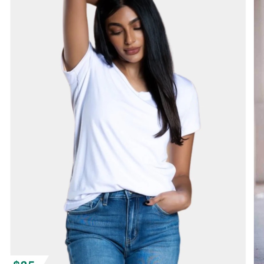 Fully Lined Classic White V-Neck Top